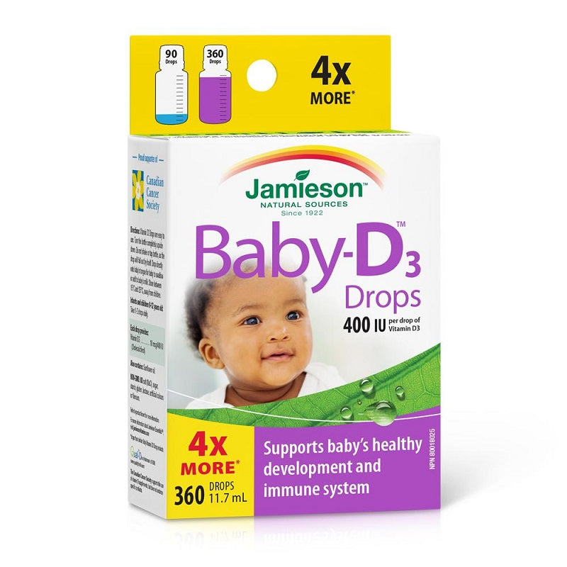 Jamieson Baby D Vitamin D 3 Drops For Infants 360 Drops (11.7ML)